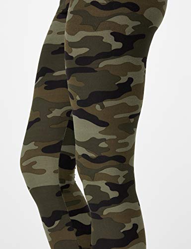 Urban Classics Mujer Leggings Camuflaje, Tanto para Vestir o como para Hacer Deporte, Mallas para Yoga, en Tonos, Talla L, Verde (Wood Camo)