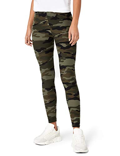 Urban Classics Mujer Leggings Camuflaje, Tanto para Vestir o como para Hacer Deporte, Mallas para Yoga, en Tonos, Talla L, Verde (Wood Camo)