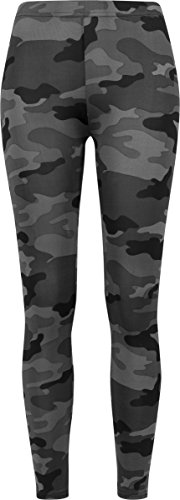 Urban Classics Mujer Leggings Camuflaje, Tanto para Vestir o como para Hacer Deporte, Mallas para Yoga, en Tonos, Talla M, Negro (Dark Camo)