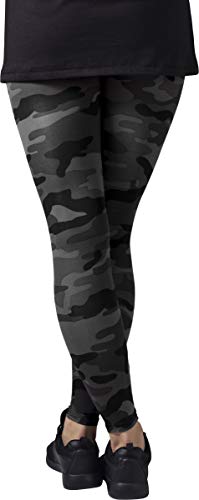 Urban Classics Mujer Leggings Camuflaje, Tanto para Vestir o como para Hacer Deporte, Mallas para Yoga, en Tonos, Talla M, Negro (Dark Camo)