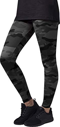 Urban Classics Mujer Leggings Camuflaje, Tanto para Vestir o como para Hacer Deporte, Mallas para Yoga, en Tonos, Talla M, Negro (Dark Camo)