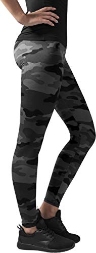 Urban Classics Mujer Leggings Camuflaje, Tanto para Vestir o como para Hacer Deporte, Mallas para Yoga, en Tonos, Talla XS, Negro (Dark Camo)