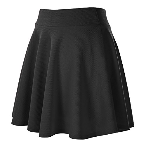 Urban GoCo Falda Mujer Elástica Plisada Básica Patinador Multifuncional Corto Falda (XL, Negro)