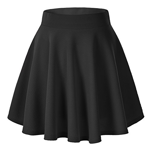 Urban GoCo Falda Mujer Elástica Plisada Básica Patinador Multifuncional Corto Falda (XL, Negro)