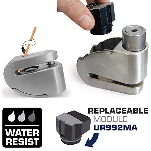 Urban Security UR14S candado antirrobo Disco con Alarma 120dba + Warning, Alta Seguridad Homologado CLASSE Sra, Eje 14 mm, Acero Inoxidable, Made in EU Urban Security UR14S candado antirrobo Disco con Alarma 120dba + Warning, Alta Seguridad Homologado CLASSE Sra, Eje 14 mm, Acero Inoxidable, Made in EU