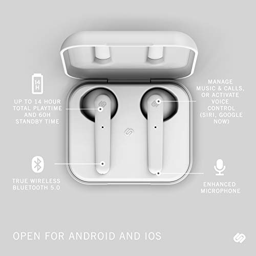 Urbanista Stockholm Auriculares Verdaderamente Inalámbricos 14H de Duración Bluetooth 5.0 con Estuche de Carga, Controles Táctiles y Cascos con Micro Dual Compatible con Android e iOS - Blanco