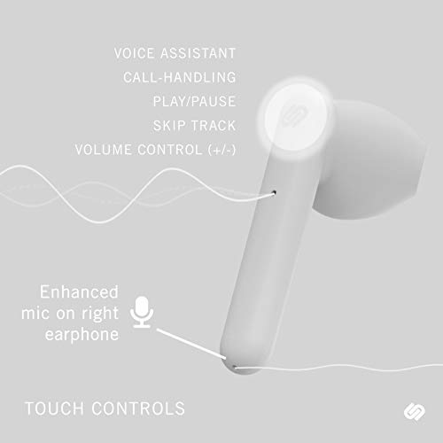 Urbanista Stockholm Auriculares Verdaderamente Inalámbricos 14H de Duración Bluetooth 5.0 con Estuche de Carga, Controles Táctiles y Cascos con Micro Dual Compatible con Android e iOS - Blanco