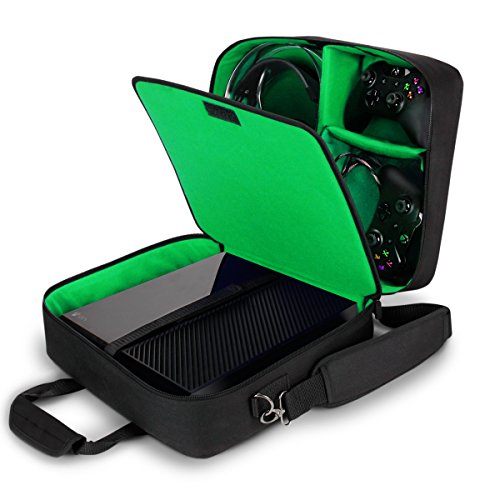 USA Gear Funda Bolsa de Transporte de Consolas Compatible con Todos los Modelos de Xbox - Correa de Hombro Acolchada y Almacenamiento de Accesorios para Controladores, Cables y Auriculares - Verde USA Gear Funda Bolsa de Transporte de Consolas Compatible con Todos los Modelos de Xbox - Correa de Hombro Acolchada y Almacenamiento de Accesorios para Controladores, Cables y Auriculares - Verde