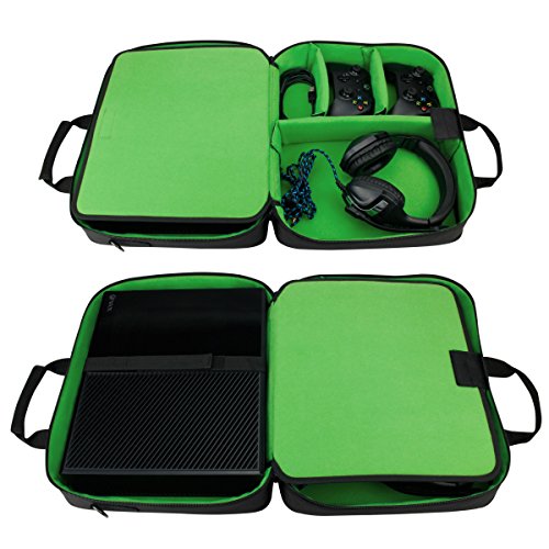 USA Gear Funda Bolsa de Transporte de Consolas Compatible con Todos los Modelos de Xbox - Correa de Hombro Acolchada y Almacenamiento de Accesorios para Controladores, Cables y Auriculares - Verde USA Gear Funda Bolsa de Transporte de Consolas Compatible con Todos los Modelos de Xbox - Correa de Hombro Acolchada y Almacenamiento de Accesorios para Controladores, Cables y Auriculares - Verde