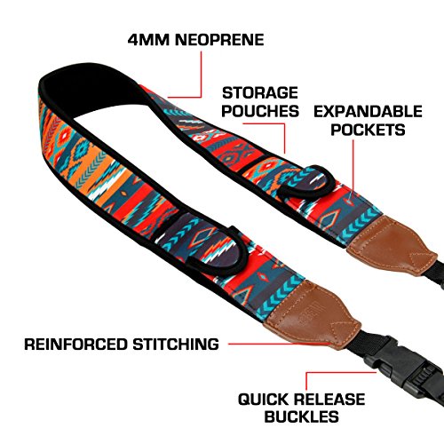 USA Gear TrueSHOT Correa Camara Reflex, Bolsillos para Accesorios y Hebillas de Liberación Rápida - Compatible con Canon, Nikon, Sony, Olympus, Pentax, Fujifilm y más - Diseño con Aztec USA Gear TrueSHOT Correa Camara Reflex, Bolsillos para Accesorios y Hebillas de Liberación Rápida - Compatible con Canon, Nikon, Sony, Olympus, Pentax, Fujifilm y más - Diseño con Aztec