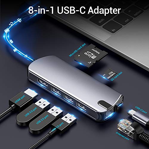 USB Tipo C 3.1 Hub USB 3.0 De Adaptador De Salida del Divisor De Velocidad De Transferencia Rápida TF Lector De Tarjetas SD 8-En-1 6/8 Puertos Hub Cargador 6 En 1,B