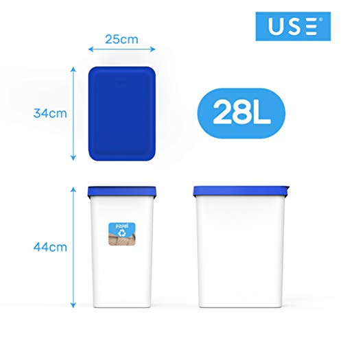 USE FAMILY Papeleras Recycle - Cubos Basura Reciclaje para hogar 28L- Plastico Reciclable- Apto bolsas 30 L USE FAMILY Papeleras Recycle - Cubos Basura Reciclaje para hogar 28L- Plastico Reciclable- Apto bolsas 30 L