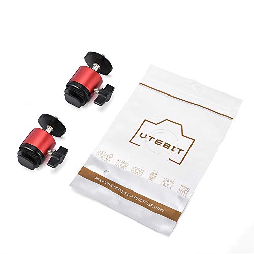 UTEBIT 360 Degree Mini rótula de trípode soporte cabeza de bola de metal con 1/4 "tornillo Zapata bola cabeza adaptador para DSLR Cámara Videocámara Light Bracket - 2 piezas