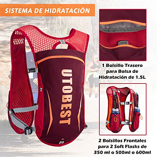 UTOBEST Mochila Hidratacion Trail Running 5L Ligera Chaleco Hidratacion Running Hombre Mujer para Correr Ciclismo UTOBEST Mochila Hidratacion Trail Running 5L Ligera Chaleco Hidratacion Running Hombre Mujer para Correr Ciclismo