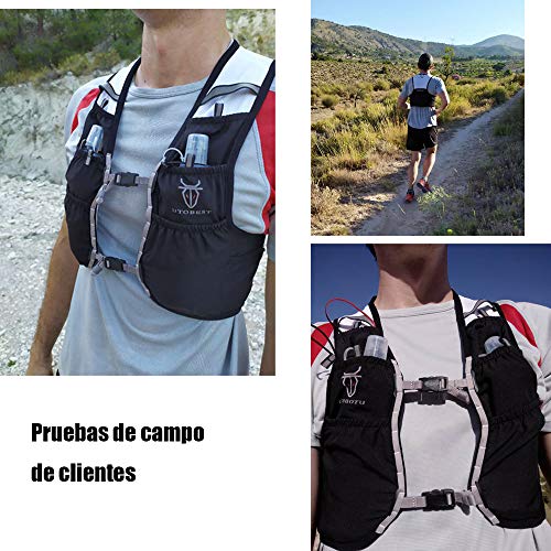 UTOBEST Mochila Running Hidratacion 3L Chaleco Hidratación Trail Running para Bicicleta Ciclismo Maraton Hombre Mujer(Negro,L/XL)