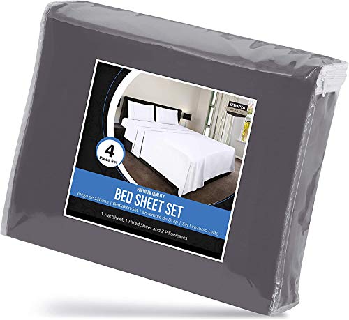 Utopia Bedding Juego Sábanas de Cama - Microfibra Cepillada - Sábanas y 2 Fundas de Almohada - (Cama 135, Gris) Utopia Bedding Juego Sábanas de Cama - Microfibra Cepillada - Sábanas y 2 Fundas de Almohada - (Cama 135, Gris)