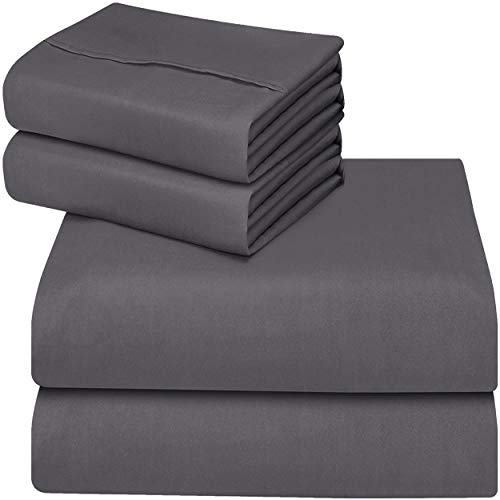 Utopia Bedding Juego Sábanas de Cama - Microfibra Cepillada - Sábanas y 2 Fundas de Almohada - (Cama 135, Gris)