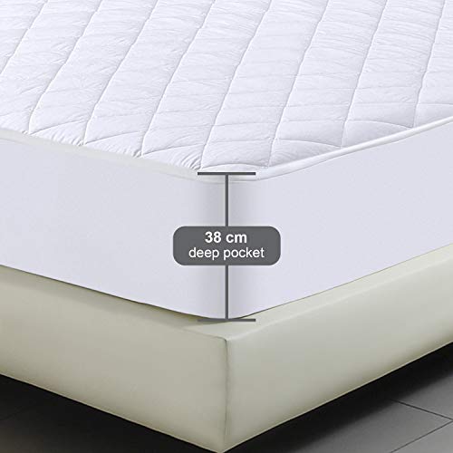 Utopia Bedding - Protector de colchón Acolchado - Microfibra - Transpirable - Funda para colchon estira hasta 38 cm de Profundidad - 180 x 200 cm, Cama 180