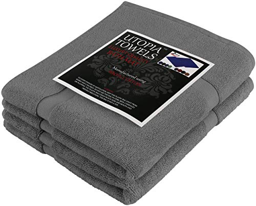 Utopia Towels - 2 Alfombrillas de baño, Alfombra baño - 100% algodón Lavable en la Lavadora (53 x 86 cm, Gris) - Altamente Absorbente Utopia Towels - 2 Alfombrillas de baño, Alfombra baño - 100% algodón Lavable en la Lavadora (53 x 86 cm, Gris) - Altamente Absorbente
