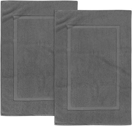 Utopia Towels - 2 Alfombrillas de baño, Alfombra baño - 100% algodón Lavable en la Lavadora (53 x 86 cm, Gris) - Altamente Absorbente