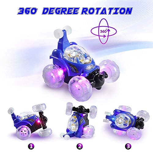 UTTORA Stunt Coche Teledirigido,Coche RC Radiocontrol Tornado Twister Control Remoto Crawler Recargable con Luces de Colores e Interruptor de Música para Niños