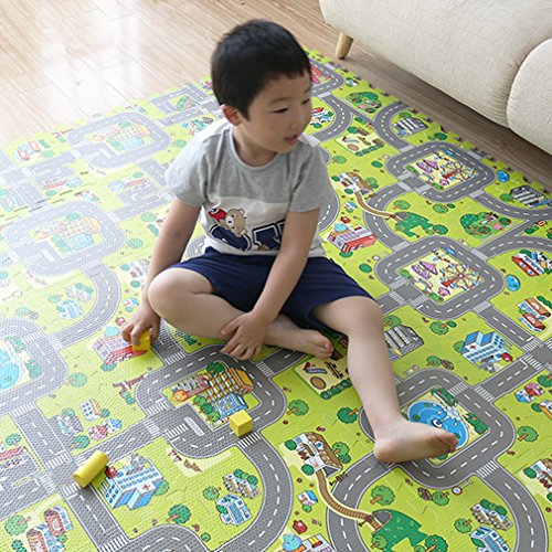 V-SOL Alfombra Infantil para Jugar Niños y Bebés Diseño de Ciudad Verde V-SOL Alfombra Infantil para Jugar Niños y Bebés Diseño de Ciudad Verde