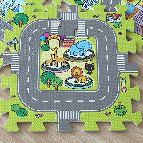 V-SOL Alfombra Infantil para Jugar Niños y Bebés Diseño de Ciudad Verde V-SOL Alfombra Infantil para Jugar Niños y Bebés Diseño de Ciudad Verde