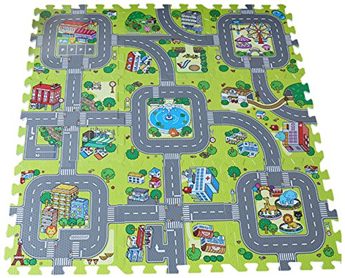 V-SOL Alfombra Infantil para Jugar Niños y Bebés Diseño de Ciudad Verde V-SOL Alfombra Infantil para Jugar Niños y Bebés Diseño de Ciudad Verde