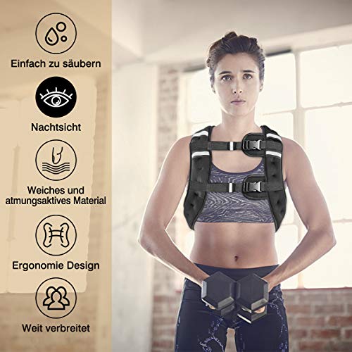 Vailge Chaleco lastrado, 2 kg/5 kg/10 kg, entrenamiento con pesas, chaleco de entrenamiento para fitness, entrenamiento de fuerza, correr, entrenamiento cruzado, desarrollo muscular (negro, 10 kg) Vailge Chaleco lastrado, 2 kg/5 kg/10 kg, entrenamiento con pesas, chaleco de entrenamiento para fitness, entrenamiento de fuerza, correr, entrenamiento cruzado, desarrollo muscular (negro, 10 kg)
