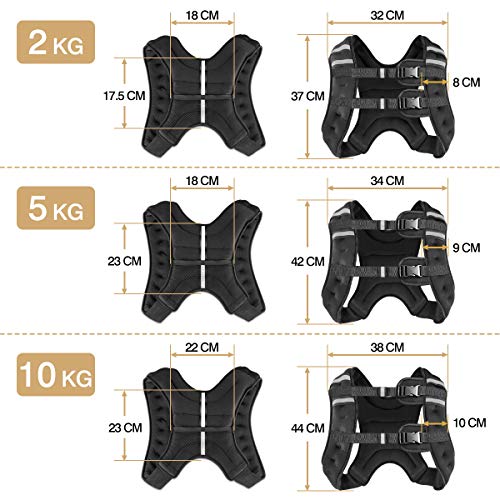 Vailge Chaleco lastrado, 2 kg/5 kg/10 kg, entrenamiento con pesas, chaleco de entrenamiento para fitness, entrenamiento de fuerza, correr, entrenamiento cruzado, desarrollo muscular (negro, 10 kg) Vailge Chaleco lastrado, 2 kg/5 kg/10 kg, entrenamiento con pesas, chaleco de entrenamiento para fitness, entrenamiento de fuerza, correr, entrenamiento cruzado, desarrollo muscular (negro, 10 kg)