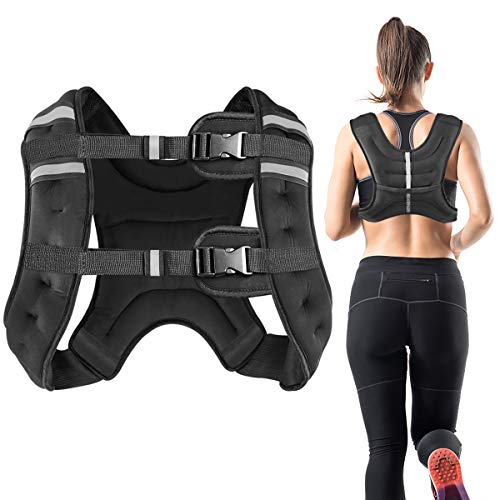 Vailge Chaleco lastrado, 2 kg/5 kg/10 kg, entrenamiento con pesas, chaleco de entrenamiento para fitness, entrenamiento de fuerza, correr, entrenamiento cruzado, desarrollo muscular (negro, 10 kg)