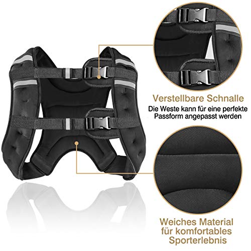 Vailge Chaleco lastrado, 2 kg/5 kg/10 kg, entrenamiento con pesas, chaleco de entrenamiento para fitness, entrenamiento de fuerza, correr, entrenamiento cruzado, desarrollo muscular (negro, 10 kg) Vailge Chaleco lastrado, 2 kg/5 kg/10 kg, entrenamiento con pesas, chaleco de entrenamiento para fitness, entrenamiento de fuerza, correr, entrenamiento cruzado, desarrollo muscular (negro, 10 kg)