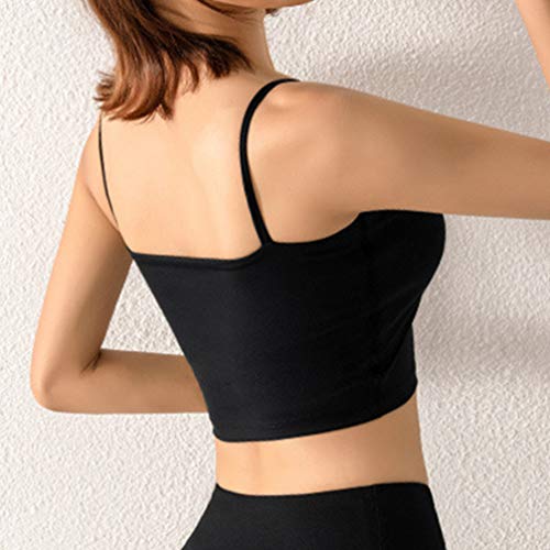 VALICLUD Mujeres Niñas Sexy Spaghetti Skinny Strap Sujetador Deportivo Acolchado Gimnasio Entrenamiento Cami Top Cómodo Chaleco Tank Running Crop Seamless Yoga Bra