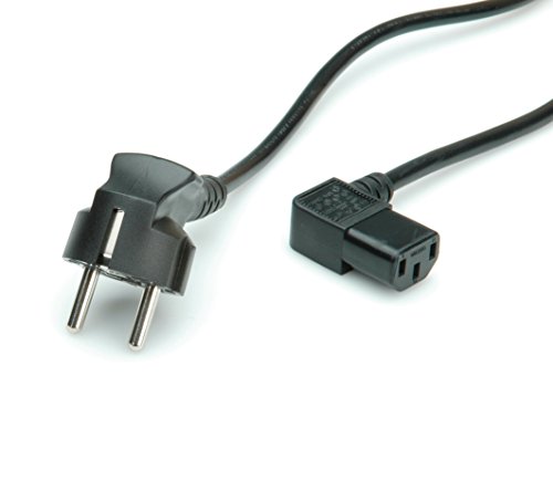 Value Power - Cable (Angled IEC Connector, 1,8 m, Male Connector/Female Connector, C13 acoplador, IEC 320, 250 V, Negro)