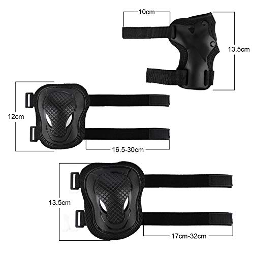 ValuTalks Juego de Protecciones Infantil,Protección Skate Infantil Rodilleras Coderas Muñequeras para Patinaje Ciclismo Monopatín Bicicleta Skate(Negro,6pcs) ValuTalks Juego de Protecciones Infantil,Protección Skate Infantil Rodilleras Coderas Muñequeras para Patinaje Ciclismo Monopatín Bicicleta Skate(Negro,6pcs)