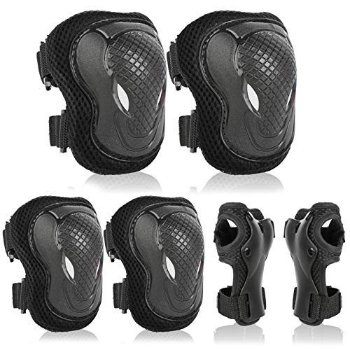 ValuTalks Juego de Protecciones Infantil,Protección Skate Infantil Rodilleras Coderas Muñequeras para Patinaje Ciclismo Monopatín Bicicleta Skate(Negro,6pcs) ValuTalks Juego de Protecciones Infantil,Protección Skate Infantil Rodilleras Coderas Muñequeras para Patinaje Ciclismo Monopatín Bicicleta Skate(Negro,6pcs)