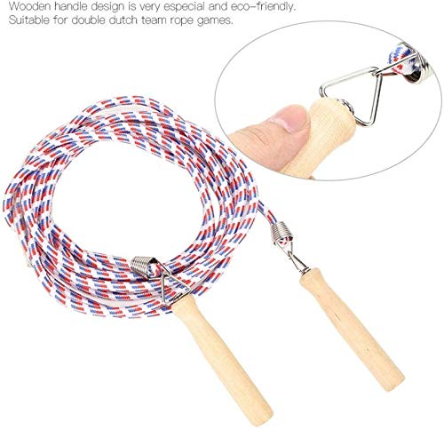 Vandove Grupos Saltar Cuerda, Cuerda de Saltar para Multijugadores Saltos grupales con Mango de Madera, Cuerda Larga Entrenamiento Escolar, para Deportes Escolares Actividades Aire Libre (5 m)