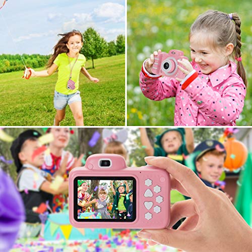 Vannico Camara Fotos, Camara para Niños Cámaras de Video para niños Cámara Digital 8MP 1080P HD Juguetes para niña de 3-10 años con Tarjeta de 16GB TF (Rosa)