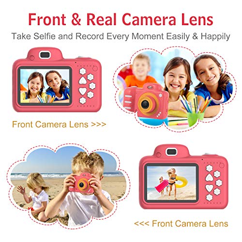 Vannico Camara Fotos, Camara para Niños Cámaras de Video para niños Cámara Digital 8MP 720P Juguetes para niños y niñas de 3-10 años con Tarjeta de 16GB TF (Rojo)