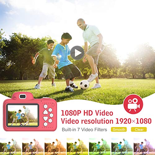 Vannico Camara Fotos, Camara para Niños Cámaras de Video para niños Cámara Digital 8MP 720P Juguetes para niños y niñas de 3-10 años con Tarjeta de 16GB TF (Rojo)