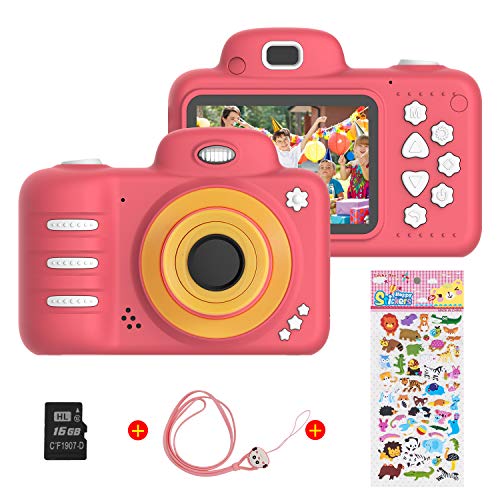Vannico Camara Fotos, Camara para Niños Cámaras de Video para niños Cámara Digital 8MP 720P Juguetes para niños y niñas de 3-10 años con Tarjeta de 16GB TF (Rojo)