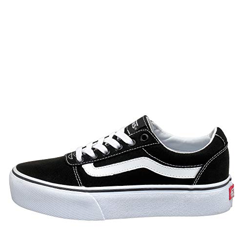 Vans Ward Platform Canvas Zapatillas Mujer, Negro (Canvas) Black/White 187), 36 EU (3.5 UK)