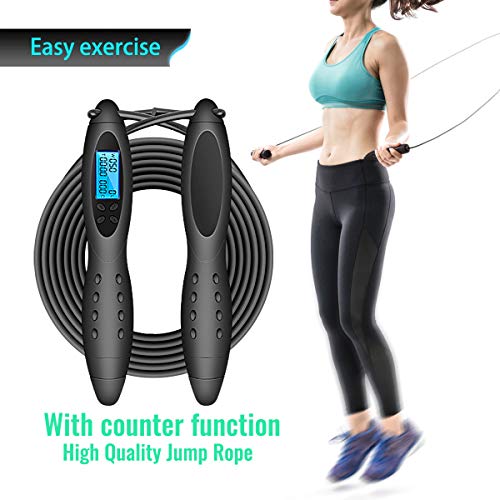 VANWALK Cuerda para Saltar Ajustable/Combas Inalámbrica Digital con Contador de Calorías para Ejercicios y Fitness VANWALK Cuerda para Saltar Ajustable/Combas Inalámbrica Digital con Contador de Calorías para Ejercicios y Fitness