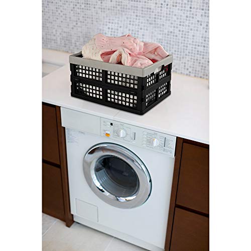Vareone Cajas Cesta de Almacenamiento Plegables de Plástico, Color Gris y negro, 3 Unidades Vareone Cajas Cesta de Almacenamiento Plegables de Plástico, Color Gris y negro, 3 Unidades