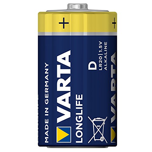 Varta Longlife Pilas Alcalinas D/ Mono/ LR20, Pack X4, Amarillo