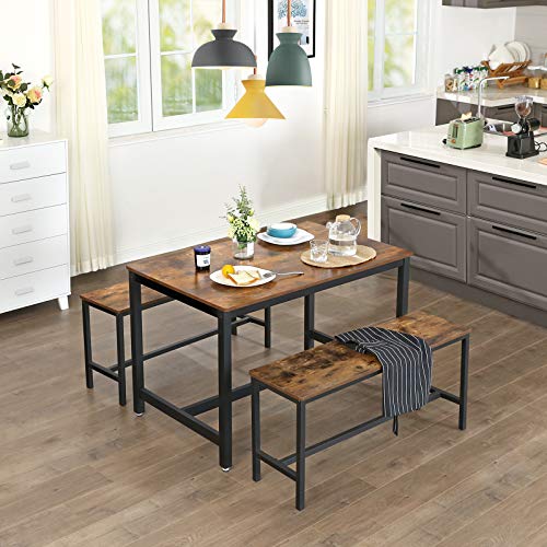 VASAGLE Bancos para Cocina, Juego de 2, Bancos Interiores Estilo Industrial, 108 x 32,5 x 50 cm, Estructura Metálica Duradera, para Cocina, Comedor, Sala de Estar, Marrón Rústico KTB33X VASAGLE Bancos para Cocina, Juego de 2, Bancos Interiores Estilo Industrial, 108 x 32,5 x 50 cm, Estructura Metálica Duradera, para Cocina, Comedor, Sala de Estar, Marrón Rústico KTB33X