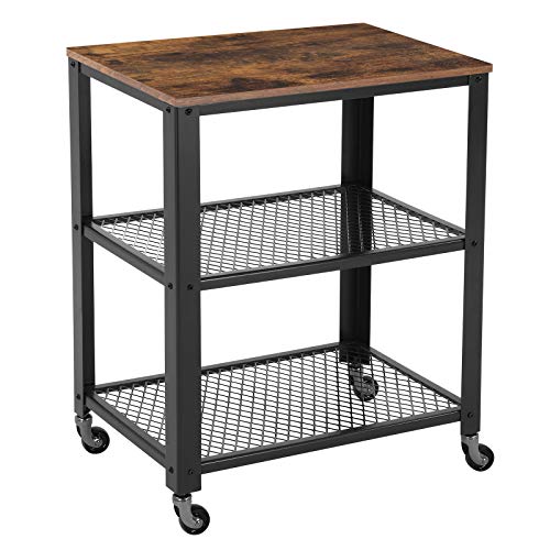 VASAGLE Carrito de Servicio de 3 Niveles, Carrito de Cocina, Carrito Auxiliar con Ruedas, 60 x 40 x 77,5 cm, Tablero de sobremesa, para Cocina, Sala de Estar, Vintage y Negro LRC78X VASAGLE Carrito de Servicio de 3 Niveles, Carrito de Cocina, Carrito Auxiliar con Ruedas, 60 x 40 x 77,5 cm, Tablero de sobremesa, para Cocina, Sala de Estar, Vintage y Negro LRC78X