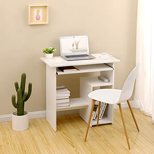 VASAGLE Escritorio de Ordenador, Pequeña Estación de Trabajo, Escritorio con Bandeja para Teclado y Estantes Abiertos, para Espacio Pequeño, Fácil de Montar, 80 x 45 x 74 cm, Blanco LCD852W VASAGLE Escritorio de Ordenador, Pequeña Estación de Trabajo, Escritorio con Bandeja para Teclado y Estantes Abiertos, para Espacio Pequeño, Fácil de Montar, 80 x 45 x 74 cm, Blanco LCD852W
