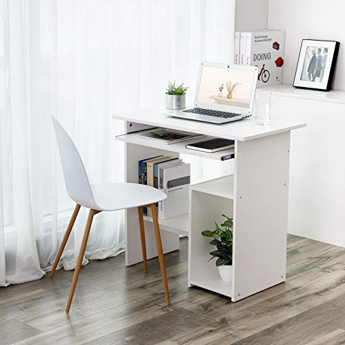 VASAGLE Escritorio de Ordenador, Pequeña Estación de Trabajo, Escritorio con Bandeja para Teclado y Estantes Abiertos, para Espacio Pequeño, Fácil de Montar, 80 x 45 x 74 cm, Blanco LCD852W VASAGLE Escritorio de Ordenador, Pequeña Estación de Trabajo, Escritorio con Bandeja para Teclado y Estantes Abiertos, para Espacio Pequeño, Fácil de Montar, 80 x 45 x 74 cm, Blanco LCD852W