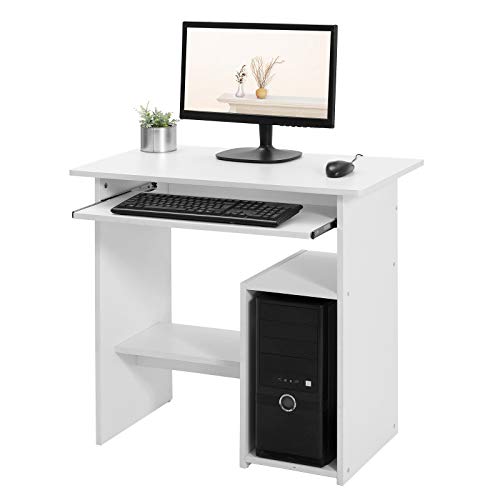 VASAGLE Escritorio de Ordenador, Pequeña Estación de Trabajo, Escritorio con Bandeja para Teclado y Estantes Abiertos, para Espacio Pequeño, Fácil de Montar, 80 x 45 x 74 cm, Blanco LCD852W VASAGLE Escritorio de Ordenador, Pequeña Estación de Trabajo, Escritorio con Bandeja para Teclado y Estantes Abiertos, para Espacio Pequeño, Fácil de Montar, 80 x 45 x 74 cm, Blanco LCD852W